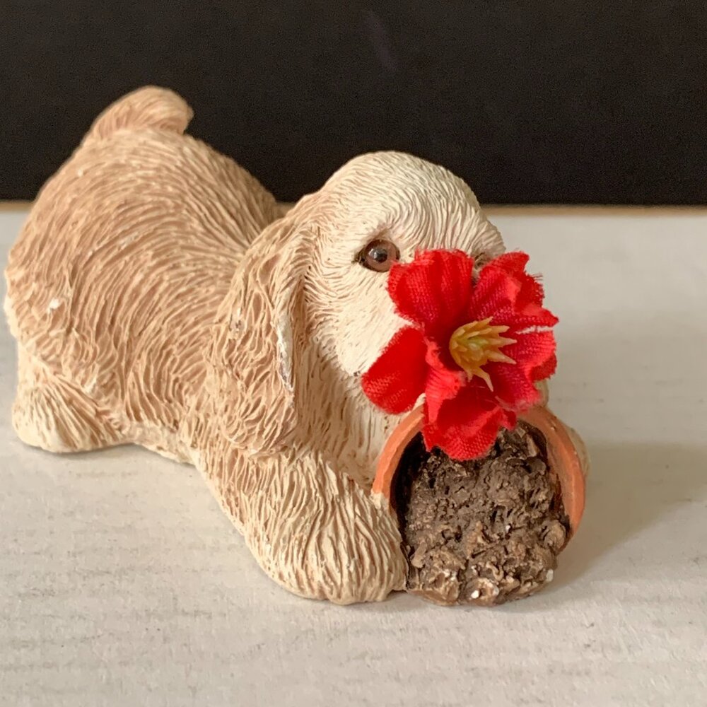 VINTAGE 1990 SANDICAST S Brue B04 Cocker Spaniel  Dog Figurine Flower Pot PESKY